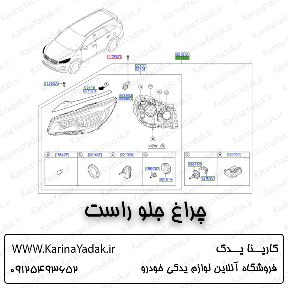 چراغ جلو راست کیا سورنتو um