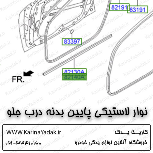 نوار لاستیکی پایین بدنه درب جلو هیوندای جنسیس سدان