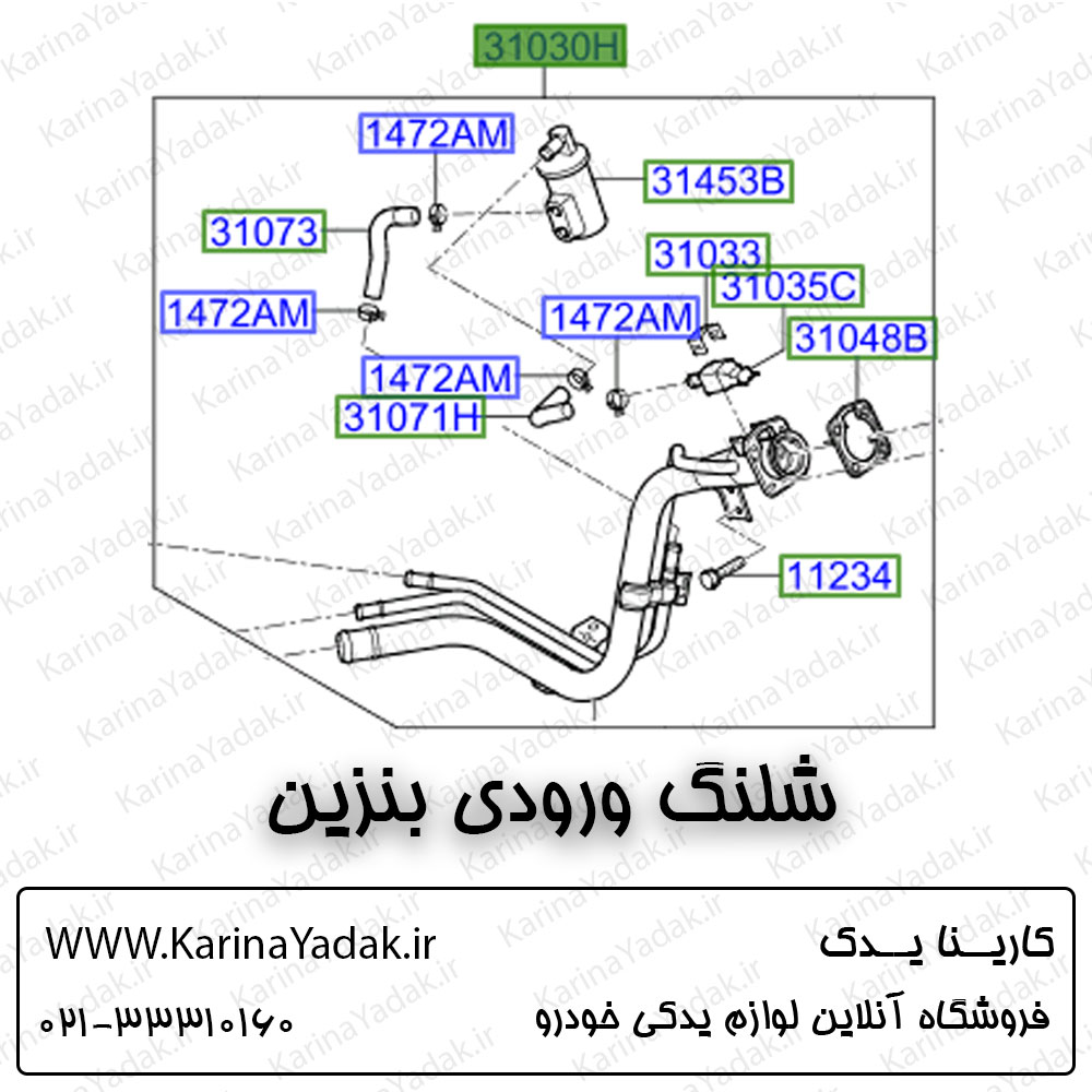 شلنگ ورودی بنزین کیا اپتیما جی تی لاین gt line