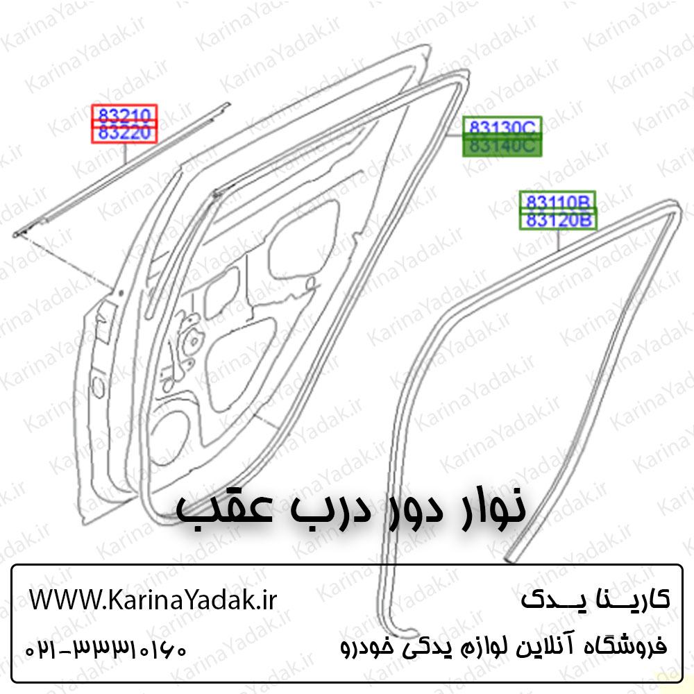 نوار لاستیکی دور درب عقب هیوندای i20